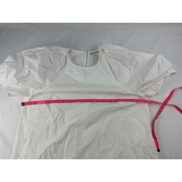 Ulla Johnson Puff Sleeve Top White Topstitched Cotton Size 2 - Picture 6 of 6